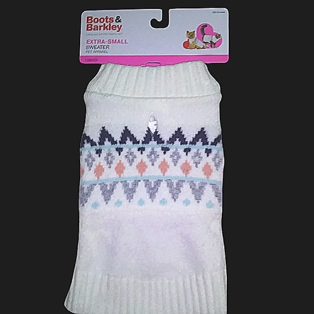 New Dog Sweater Clothes Size XS Extra Small NWT Ivory Argyle Plaid